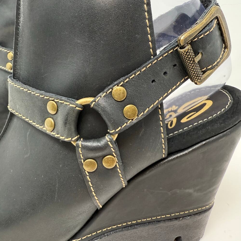 Sbicca Rayanne Wedge Ankle Booties Women's 9M Black Sandals Luxury EUC - Picture 4 of 16